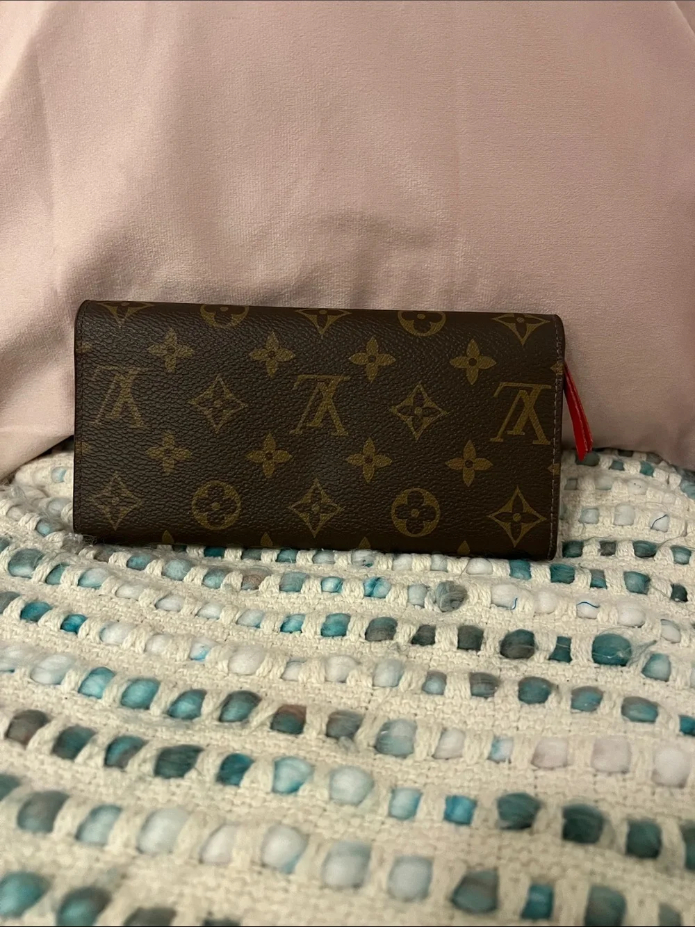 INSPIRED Brown Monogram Wallet with Red Snap